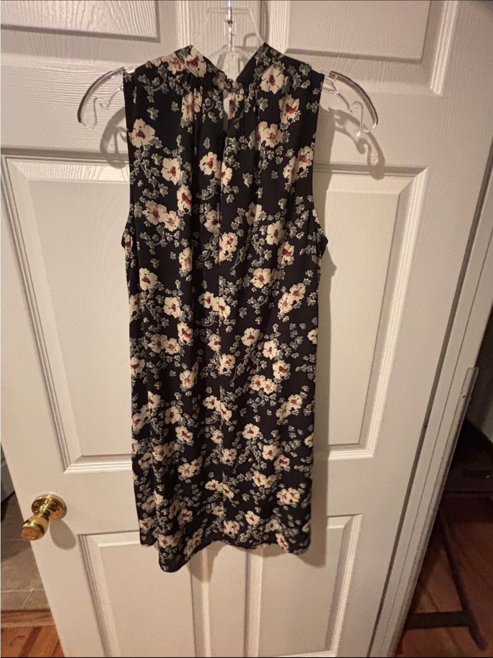 DR2 Daniel Rainn Women’s Small Sleeveless Mock Neck Floral Dress  Black Cream